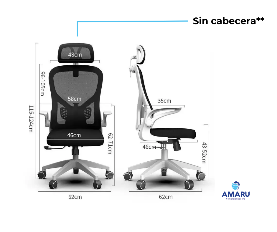 Silla De Oficina Ergonómica Blanca, Reclinable, Giratoria