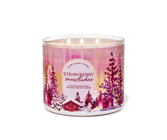 Veladora Bath and Body Works, Strawberry Snowflakes (Versión Grande) - Amaru Comercializadora