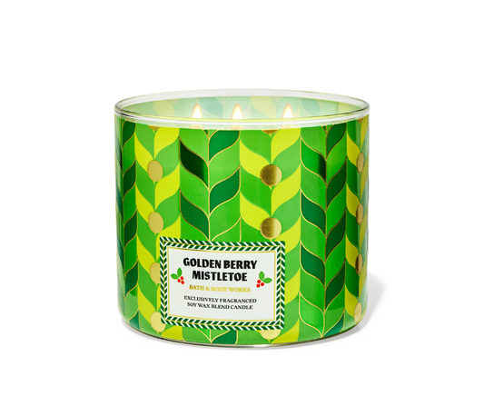 Veladora Bath and Body Works, Golden Berry Mistletoe (Versión Grande) - Amaru Comercializadora